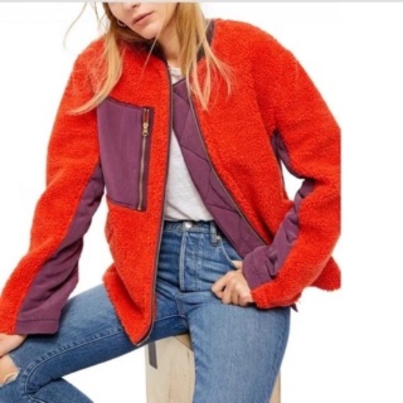 Free People Orange Fleece - Picture 1 of 6